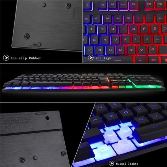 RGB Gaming Keyboard and Backlit Mouse Combo,USB Wired, LED Gaming set for Laptop - Picture 5 of 6